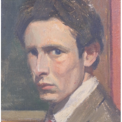 715 - Derek Owen Cooper RA (1933 - 2012), portrait of a man, oil on canvas, 23cm x 18cm, framed, provenanc... 