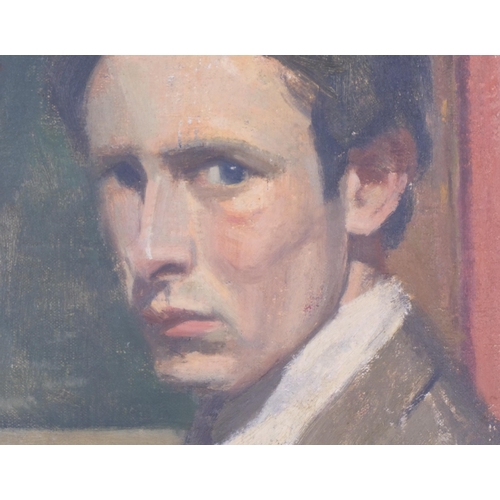 715 - Derek Owen Cooper RA (1933 - 2012), portrait of a man, oil on canvas, 23cm x 18cm, framed, provenanc... 