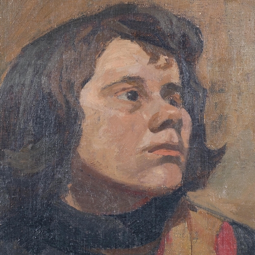 717 - Derek Owen Cooper RA (1933 - 2012), portrait of a woman, oil on canvas, 25cm x 20cm, framed, provena... 