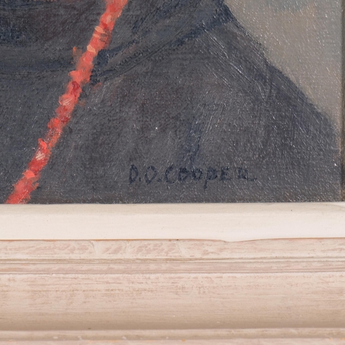 719 - Derek Owen Cooper RA (1933 - 2012), portrait of a woman, oil on canvas, 31cm x 23cm, framed provenan... 