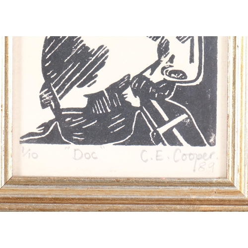722 - Derek Owen Cooper RA (1933 - 2012), Doc, woodblock print, 1989, signed in pencil, overall frame dime... 