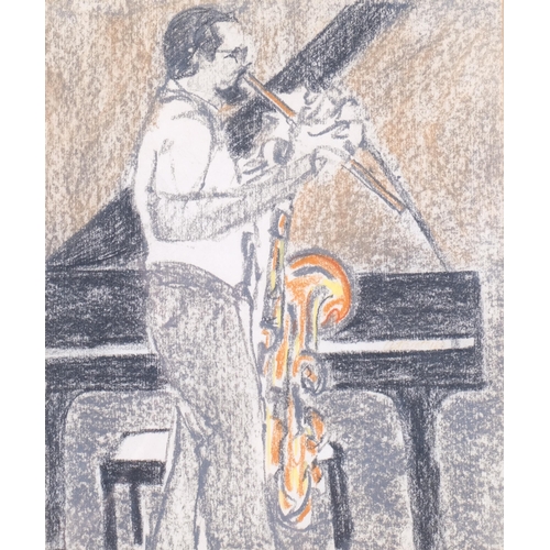 723 - Arthur Beatty, portrait of a musician, crayon/pastel on paper, 40cm x 34cm, framed
