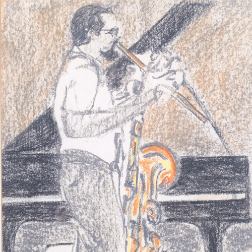 723 - Arthur Beatty, portrait of a musician, crayon/pastel on paper, 40cm x 34cm, framed