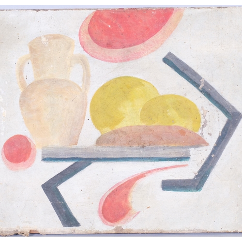 724 - Abstract still life, early 20th century oil on canvas, unsigned, 28cm x 38cm, unframed