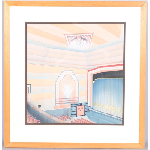 727 - A set of 3 Art Deco Period watercolour/gouache architectural designs for a cinema interior, thought ... 