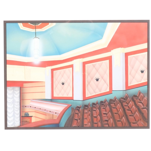 727 - A set of 3 Art Deco Period watercolour/gouache architectural designs for a cinema interior, thought ... 