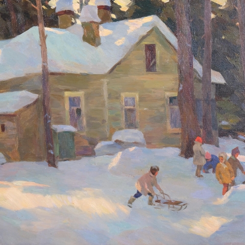 730 - Eduard Schramm (1928 - 2011), 'Winter Morning Dacia', oil on canvas, 50cm x 70cm, framed