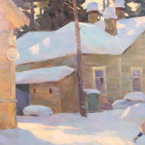 730 - Eduard Schramm (1928 - 2011), 'Winter Morning Dacia', oil on canvas, 50cm x 70cm, framed
