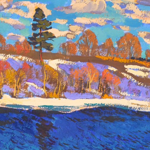 731 - Yuri Matushevski (Russian 1930-1999) winter landscape, oil on board, signed 1962, 40cm x 50cm, frame... 