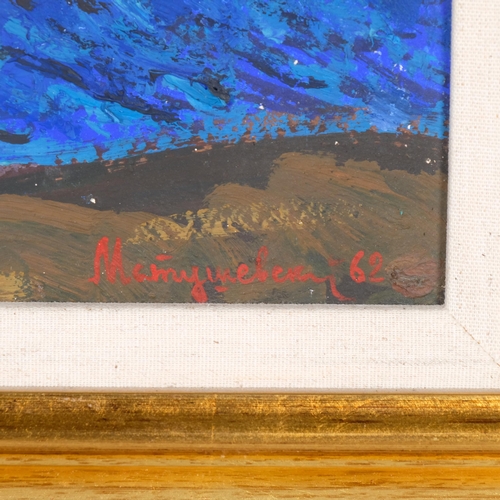 731 - Yuri Matushevski (Russian 1930-1999) winter landscape, oil on board, signed 1962, 40cm x 50cm, frame... 