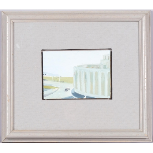 732 - Russell Baker, 'View of Marine Court St Leonards', 2016, oil on board, 16cm x 21cm, framed and glaze... 