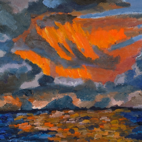 735 - Rostislav Romanoff, 'Hastings Sisters No 2 Sky And Sea abstract' (2014), oil on canvas, 30cm x 40cm,... 