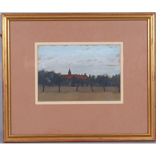745 - Derek Owen Cooper RA , orchard view, watercolour, 12cm x 18cm, framed
