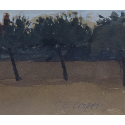 745 - Derek Owen Cooper RA , orchard view, watercolour, 12cm x 18cm, framed