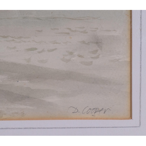 746 - Derek Owen Cooper RA, 3 beach scenes, watercolours, largest 14cm x 26cm, framed (3)