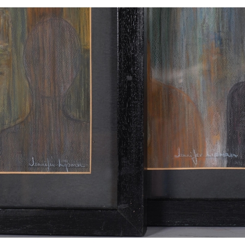 751 - Jennifer Lipman (1935 - 2022), pair of figurative studies, pastel/charcoal on paper, framed and glaz... 