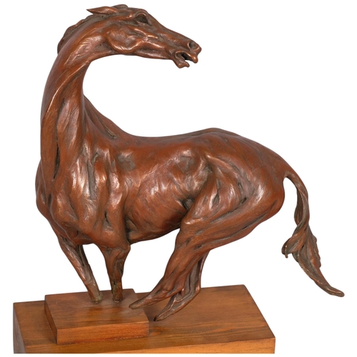 754 - Byron Howard (1935 - 2019), Horse, resin bronze sculpture on wood plinth, overall height 45cm