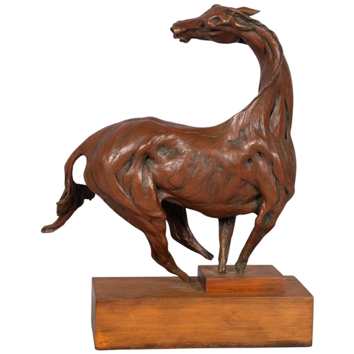 754 - Byron Howard (1935 - 2019), Horse, resin bronze sculpture on wood plinth, overall height 45cm