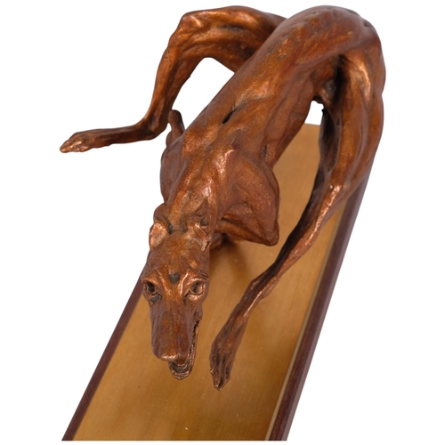 755 - Byron Howard (1935 - 2019), Greyhound, bronze sculpture on wood and bronze plinth, base length 41cm