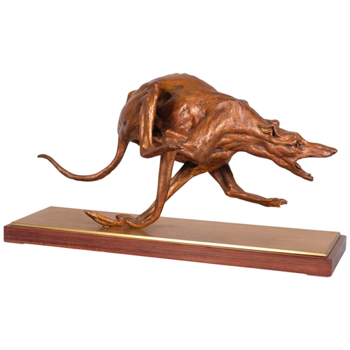 755 - Byron Howard (1935 - 2019), Greyhound, bronze sculpture on wood and bronze plinth, base length 41cm