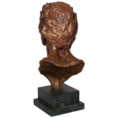 764 - Byron Howard (1935 - 2019), Bust of Rudolf Nureyev, resin bronze sculpture on green marble base, 197... 