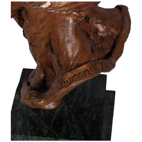 764 - Byron Howard (1935 - 2019), Bust of Rudolf Nureyev, resin bronze sculpture on green marble base, 197... 
