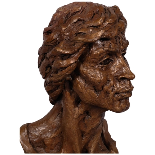 764 - Byron Howard (1935 - 2019), Bust of Rudolf Nureyev, resin bronze sculpture on green marble base, 197... 