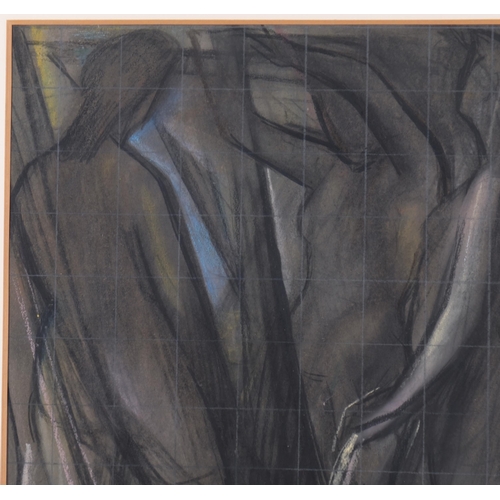 772 - James Stroudley (1906 - 1988), 3 standing figures, coloured pastels, 61cm x 45cm, framed