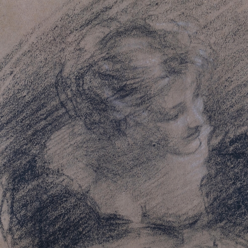 783 - Portrait of a woman, late 19th century charcoal sketch, unsigned, 11cm x 15cm, framed