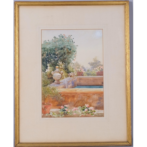 787 - Ernest Thesiger CBE (1879 - 1961), a garden pool, watercolour, 37cm x 26cm, framed
