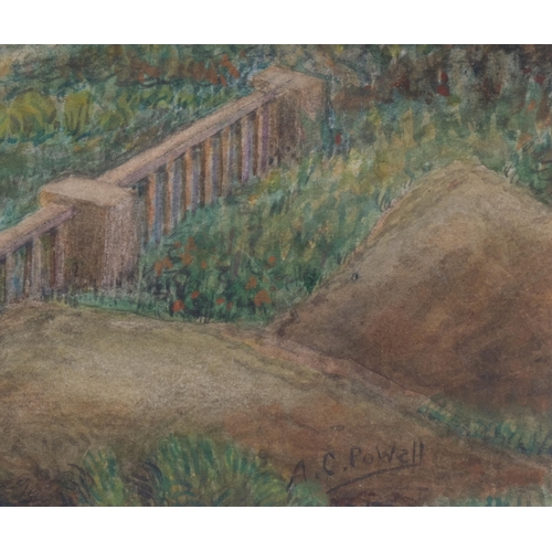 795 - Albert Powell, canal scene, watercolour, 24cm x 34cm, framed