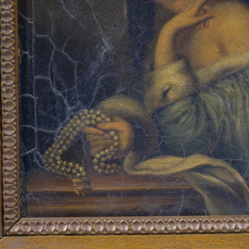 798 - Portrait of a girl, 19th century oil on canvas, unsigned, 23cm x 20cm, framed