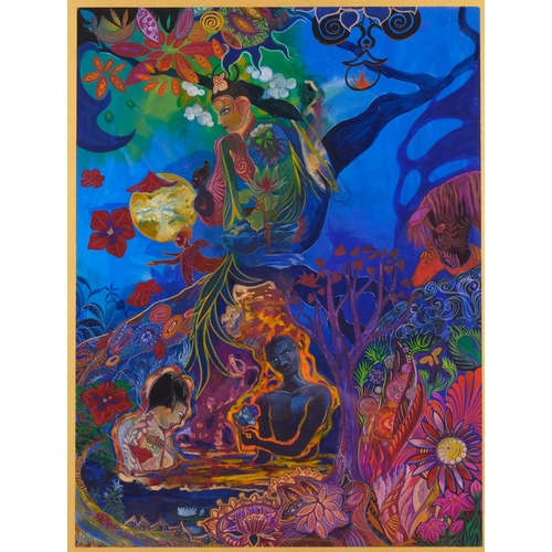 811 - Linda King (born 1960), Exotique Dream, 2002, watercolour/gouache on paper, 45cm x 60cm, framed