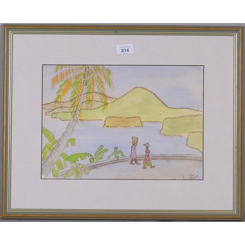 814 - Noel Coward (1899 - 1973), Caribbean scene, watercolour, 24cm x 35cm, framed