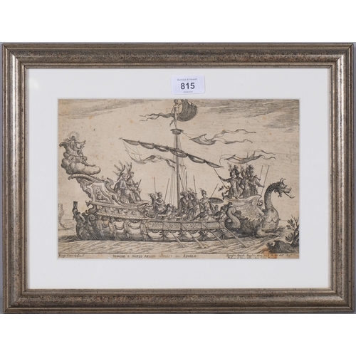815 - Remigio Cantagallina (circa 1582 - 1656), scene from Vessels Of The Argonauts, published 1608, 18cm ... 