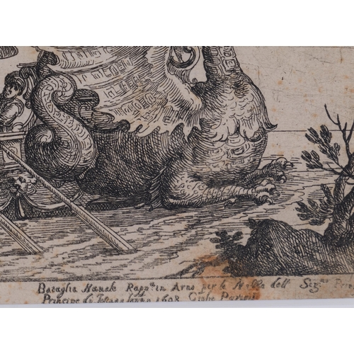 815 - Remigio Cantagallina (circa 1582 - 1656), scene from Vessels Of The Argonauts, published 1608, 18cm ... 