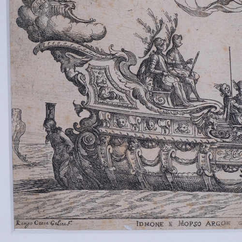 815 - Remigio Cantagallina (circa 1582 - 1656), scene from Vessels Of The Argonauts, published 1608, 18cm ... 
