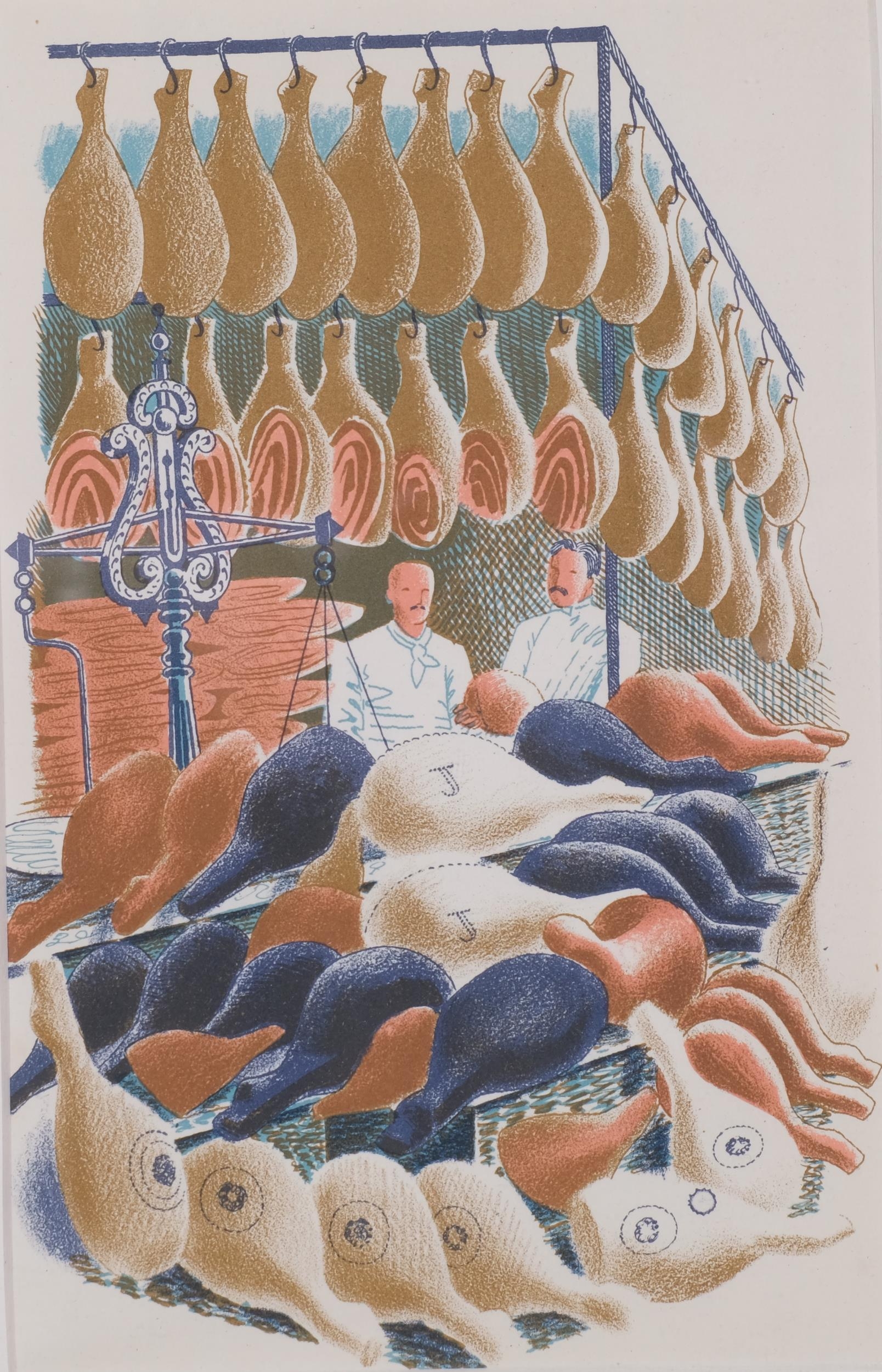 Eric Ravilious (1903-1942), lithograph in colours on paper, Hams, 19cm ...