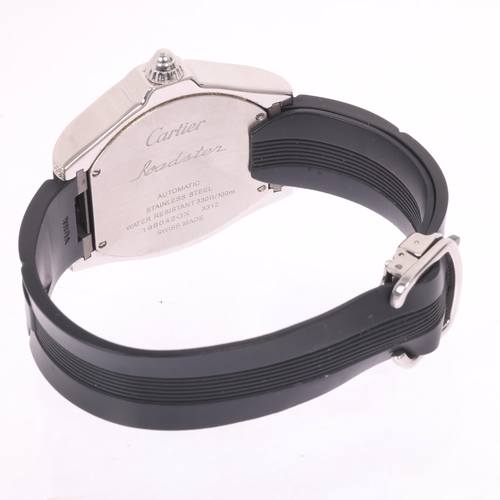 1006 - CARTIER - a stainless steel diamond Roadster automatic calendar wristwatch, ref. 3312, silvered tonn... 