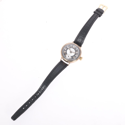 1018 - WEST END WATCH CO - a First World War Period 9ct rose gold Officer's style trench mechanical wristwa... 