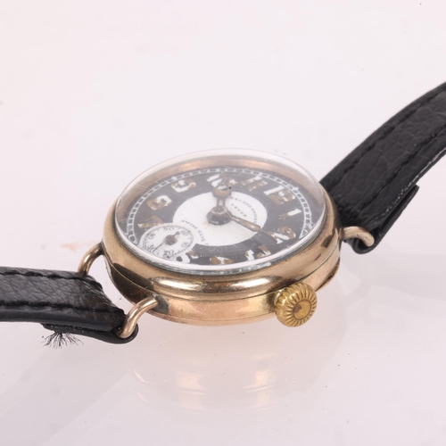 1018 - WEST END WATCH CO - a First World War Period 9ct rose gold Officer's style trench mechanical wristwa... 