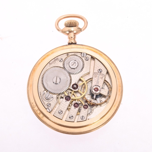 1037 - PAREL WATCH CO - an Aesthetic Movement gold filled open-face keyless pocket watch, white enamel dial... 