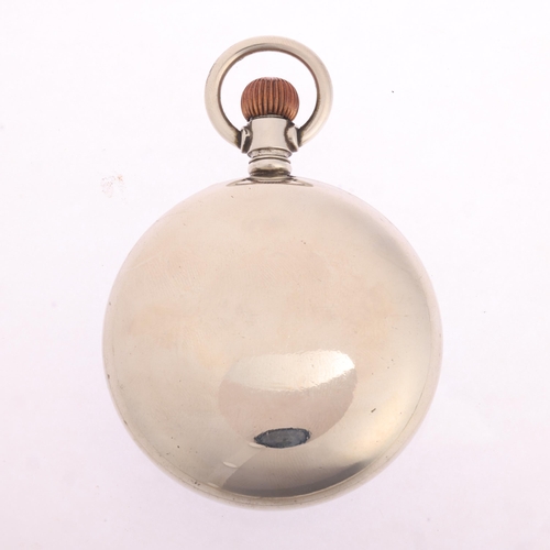 1038 - An early 20th century nickel open-face keyless pocket watch, by H Williamson Ltd of London, white en... 