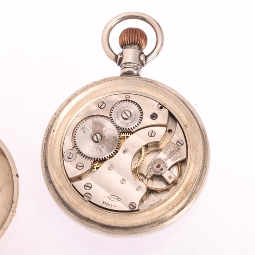 1038 - An early 20th century nickel open-face keyless pocket watch, by H Williamson Ltd of London, white en... 