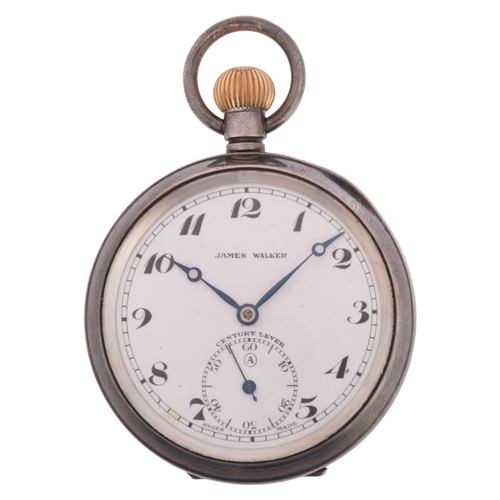 1060 - An early 20th century silver open-face keyless pocket watch, by James Walker, white enamel dial with... 