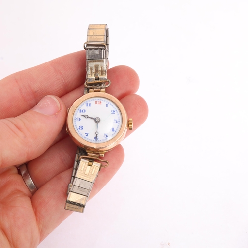 1066 - 2 x lady's 9ct gold mechanical wristwatches, including Envoy, both on gold plated bracelets, largest... 