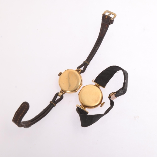 1067 - 2 x lady's 18ct gold mechanical wristwatches, mother-of-pearl dial with black Arabic numerals and bl... 