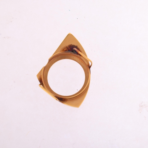 1068 - A lady's 18ct gold watch case, circa 1960s, asymmetrical form, with fluted decoration, unmarked moun... 