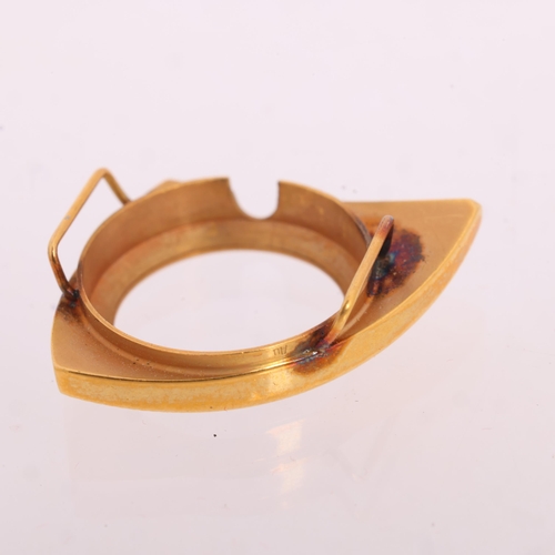 1068 - A lady's 18ct gold watch case, circa 1960s, asymmetrical form, with fluted decoration, unmarked moun... 