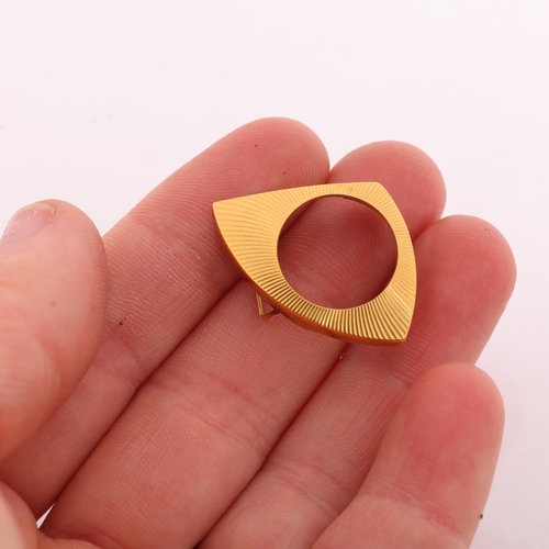 1068 - A lady's 18ct gold watch case, circa 1960s, asymmetrical form, with fluted decoration, unmarked moun... 